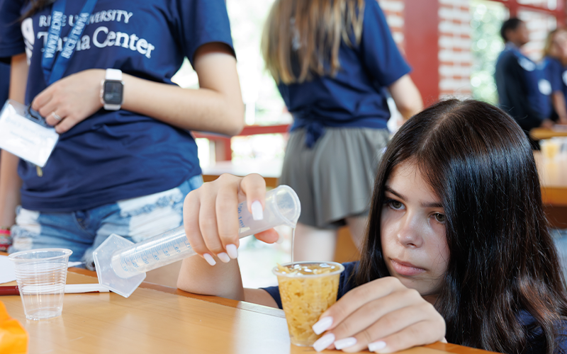 Students building reservoirs